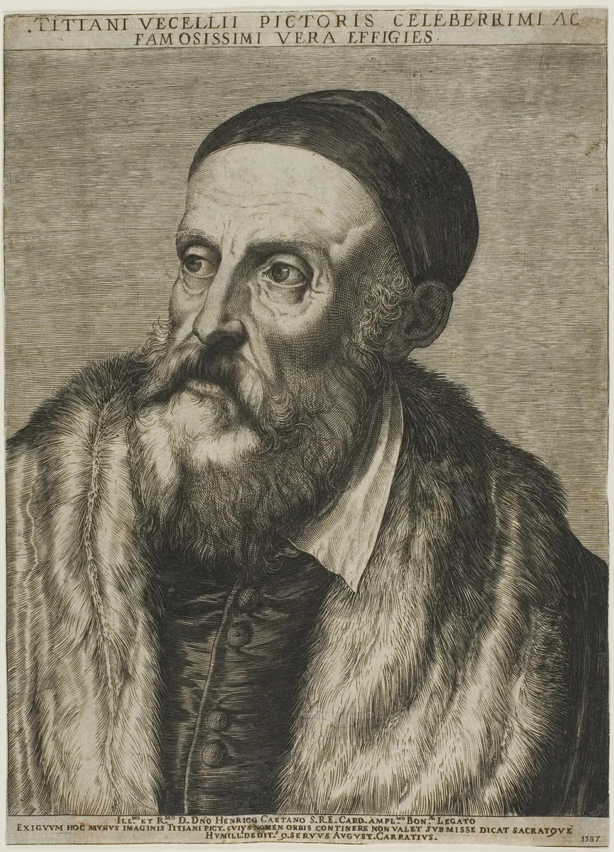 Portrait of Titian by Agostino Carracci, print, 1587