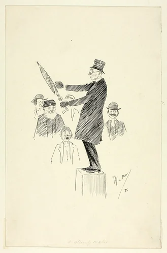 A Stump Orator by Philipp William May, drawing, 1899
