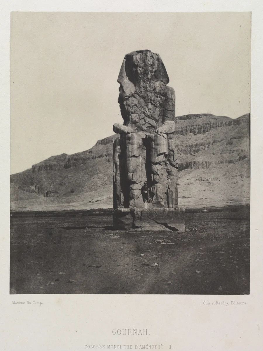 Colossol Monolith of Amenhotep III, Gournah by Maxime Du Camp, photograph, 1849-1851