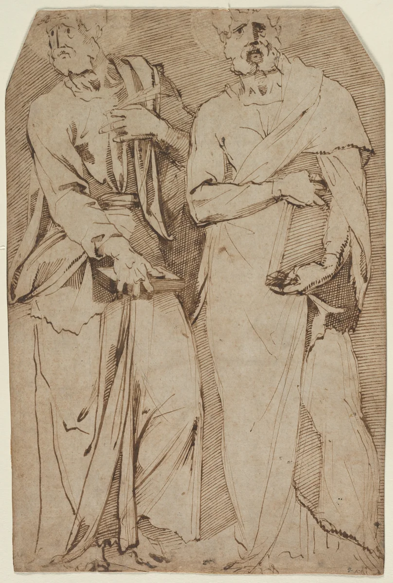 Two Standing Saints by Giovanni Bandini, drawing, 1563-1572