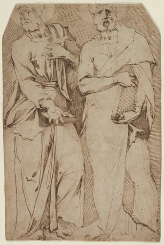 Two Standing Saints by Giovanni Bandini, drawing, 1563-1572