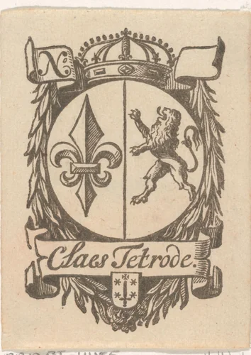 Handelsetiket van Claes Tetrode by Isaac Vincentsz. van der Vinne, print, 1681-1740