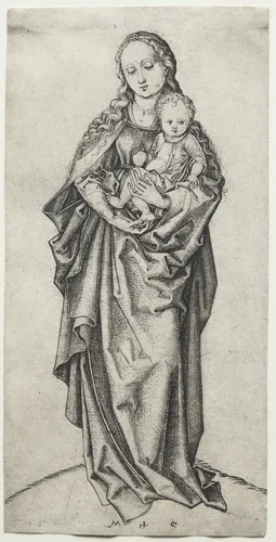 Virgin and Child with an Apple by Martin Schongauer, print, 1470-1480