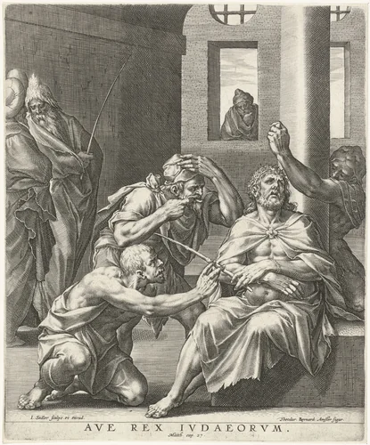 Bespotting van Christus by Unknown, print, 1570-1600