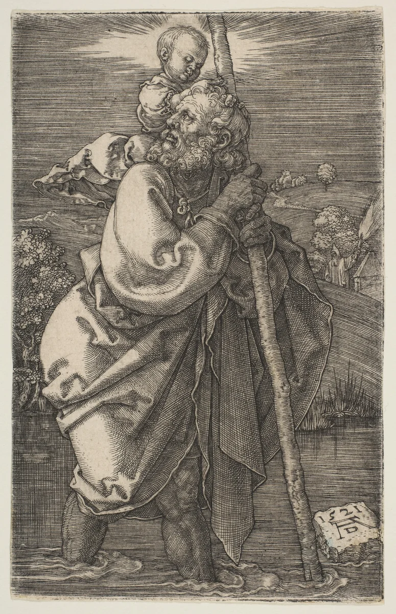 Saint Christopher Facing Left by Albrecht Dürer, print, 1521
