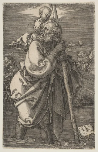 Saint Christopher Facing Left by Albrecht Dürer, print, 1521