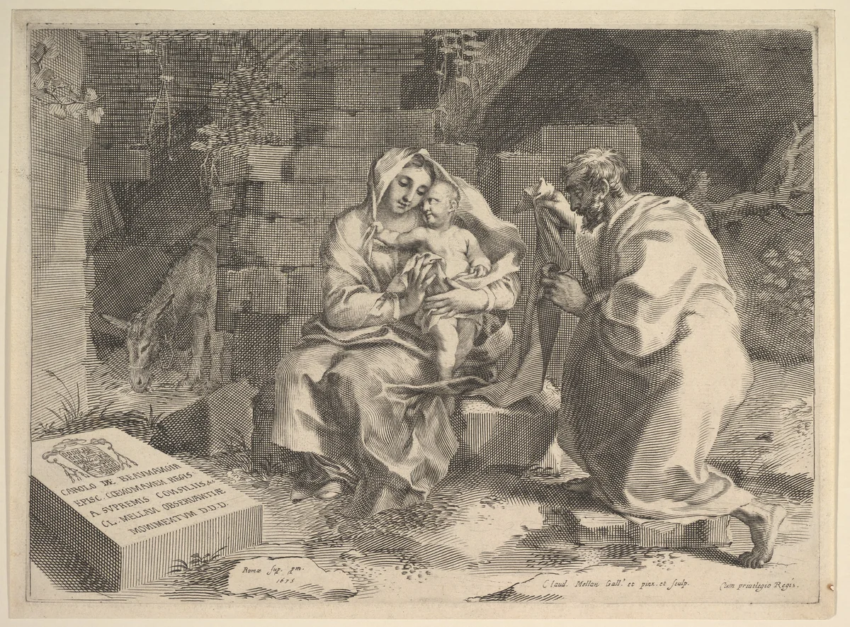 Holy Family (Repos pendant la fuite en Égypte) by Claude Mellan, print, 1635