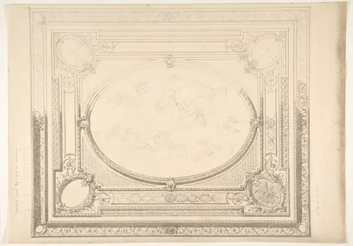 Design for a ceiling: the Grand Salon by Jules-Edmond-Charles Lachaise, drawing, 1850-1900