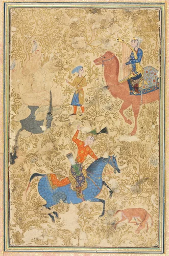 Bahram Gur and Azada, from a Shahnama (Book of Kings) of Firdausi (940-1019 or 1025) by Unknown, manuscript, 1500-1599