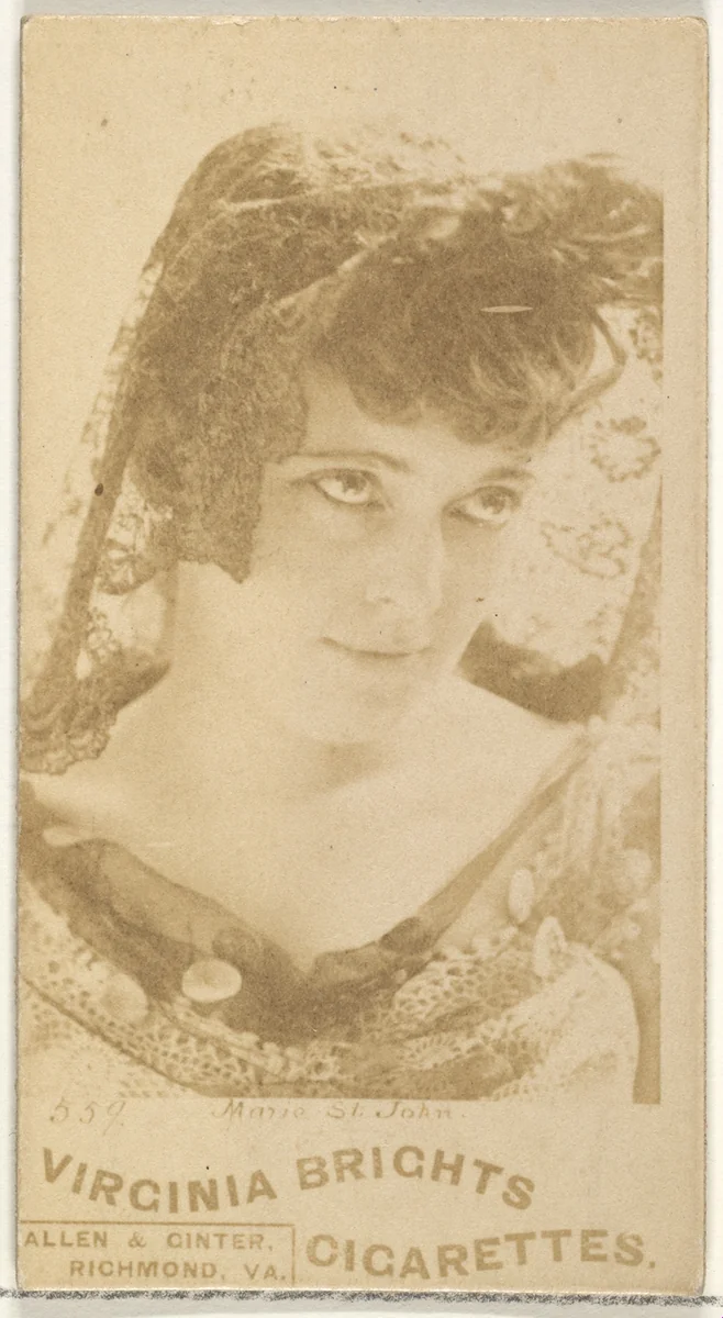 Card 559, Marie St. John, from the Actors and Actresses series (N45, Type 1) for Virginia Brights Cigarettes by Allen & Ginter, photograph, 1885-1891