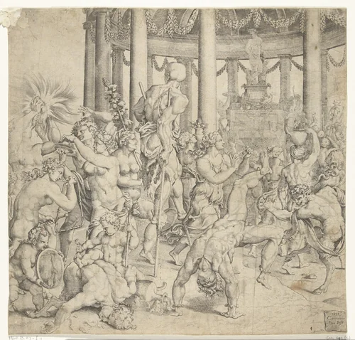 Triomf van Bacchus, rechter plaat by Unknown, print, 1543