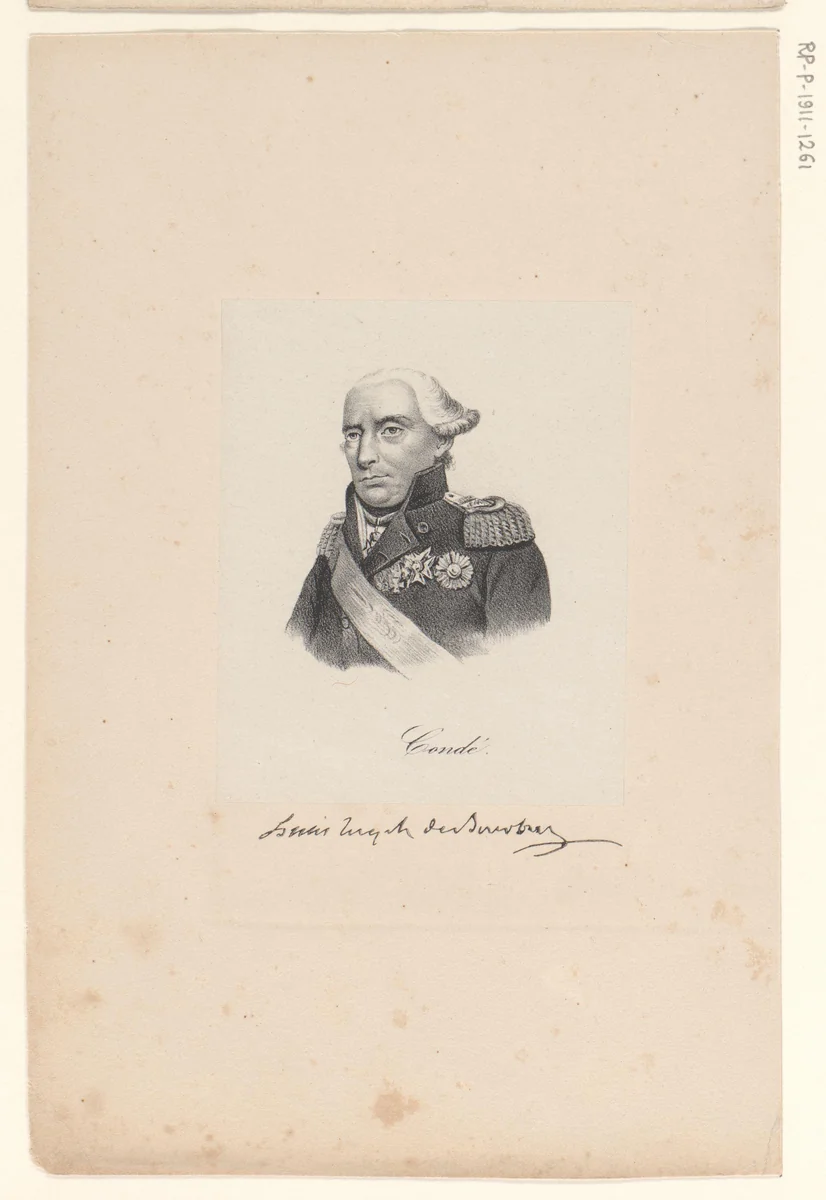 Portret van Lodewijk V Jozef de Bourbon-Condé by anonymous, print, 1818-1842