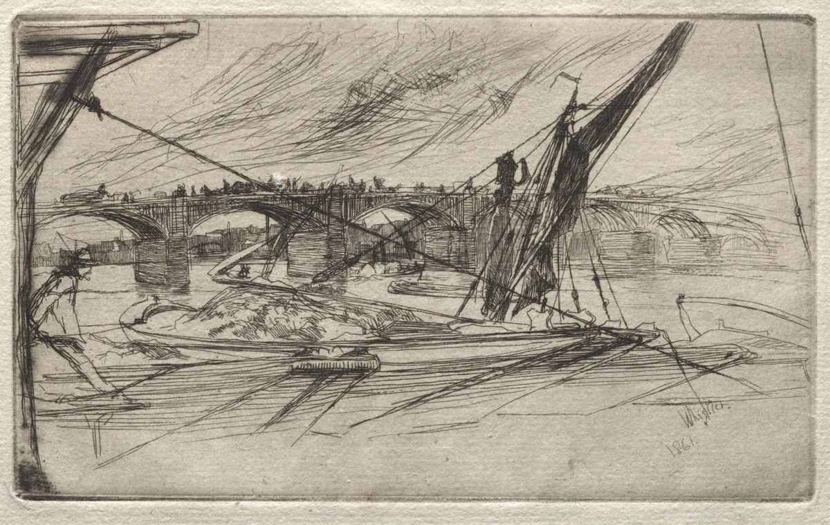 Vauxhall Bridge by James McNeill Whistler, print, 1861