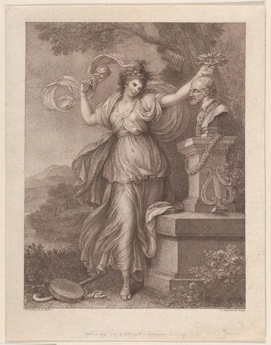 Mrs. Abington as Thalia by Francesco Bartolozzi, print, 1783