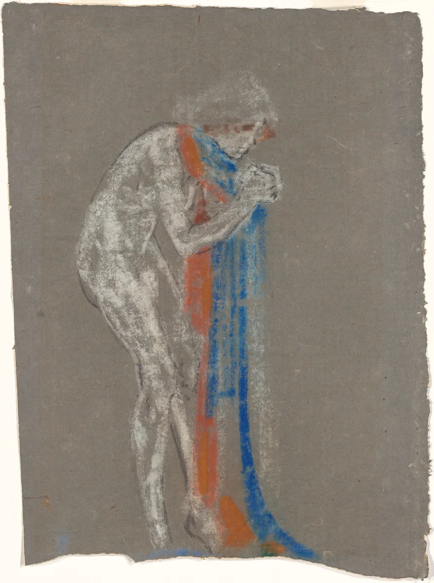 Woman with Red and Blue Scarf by Arthur B. Davies, drawing, 1915-1925