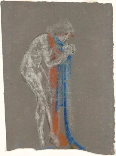 Woman with Red and Blue Scarf by Arthur B. Davies, drawing, 1915-1925