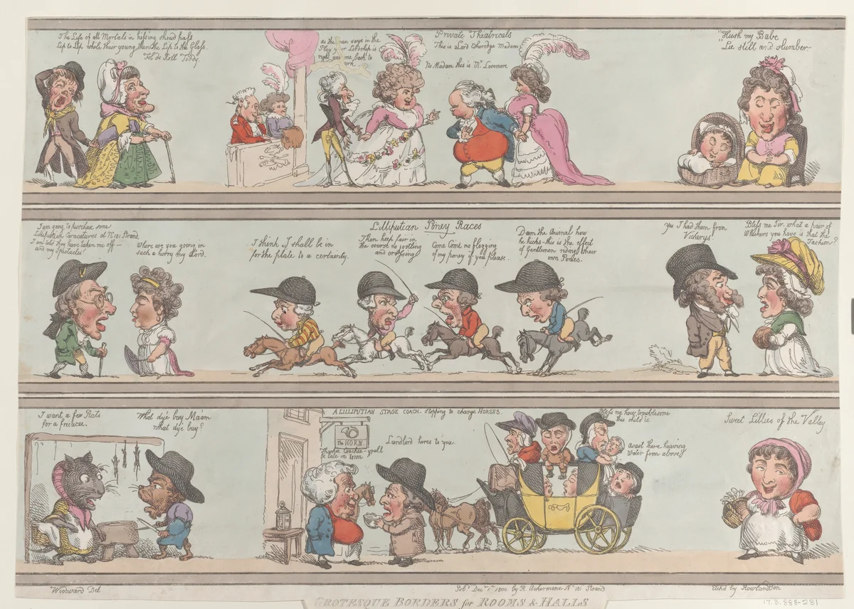Grotesque Borders for Rooms & Halls by Thomas Rowlandson, print, 1800