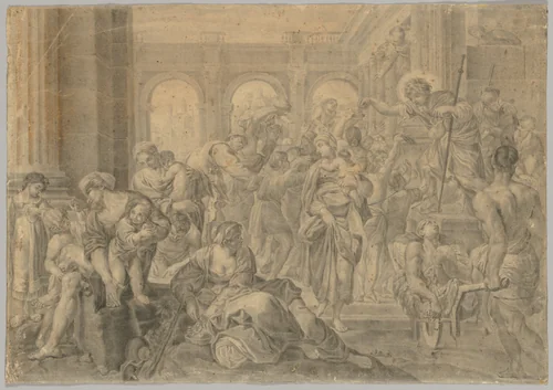 Copy of Annibale Carracci's St. Roch Giving Alms by Annibale Carracci, drawing, 1590-1699