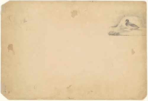 A Duck and a Stag [verso] by Paul Lacroix, drawing, 1831