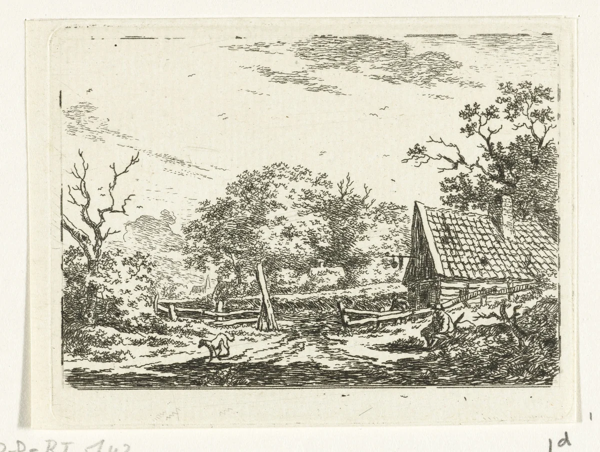 Landschap met zittende man en hond by Jacob Cats, print, 1768