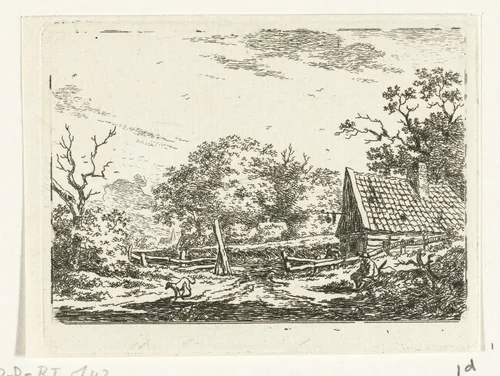 Landschap met zittende man en hond by Jacob Cats, print, 1768