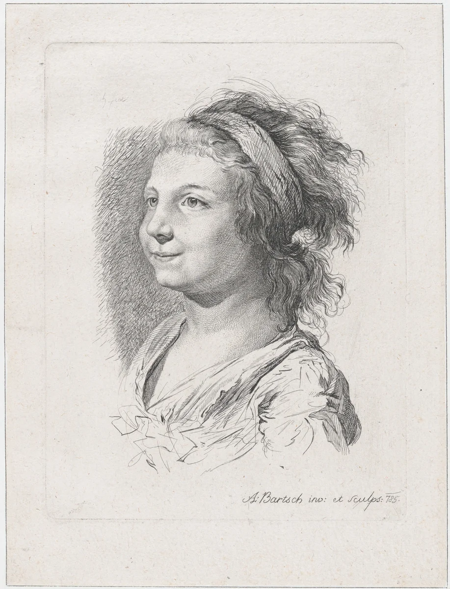 Portrait of Maria Anna Schaubach by Adam von Bartsch, print, 1785