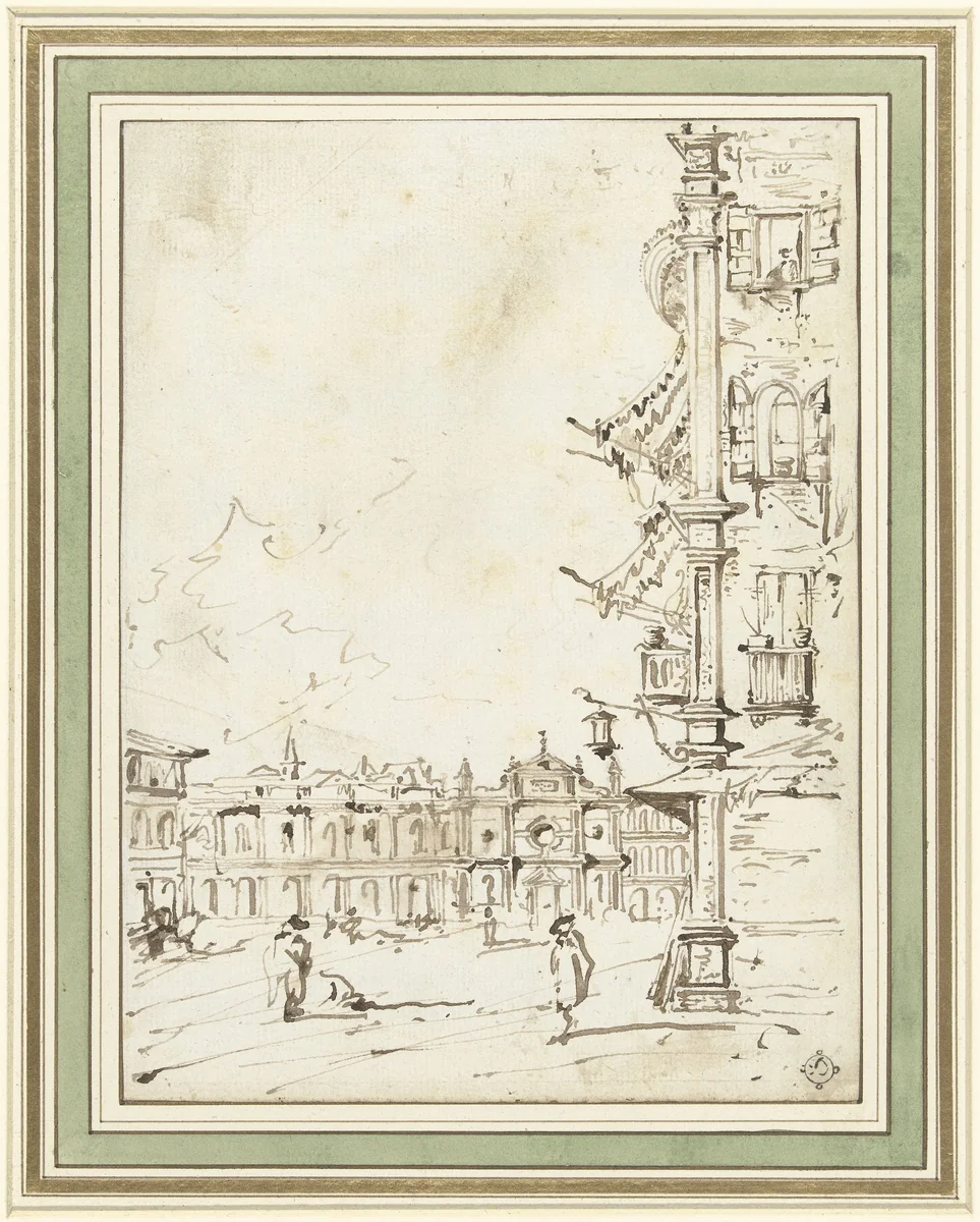 Piazza San Marco te Venetië by anonymous, drawing, 1800-1900