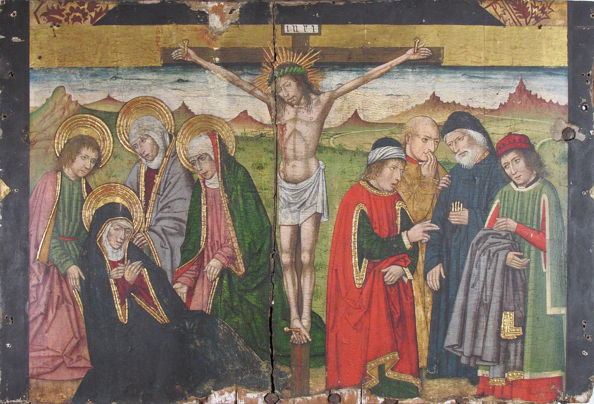 Panel with The Crucifixion from Retable by Domingo Ram, painting, 1400-1499