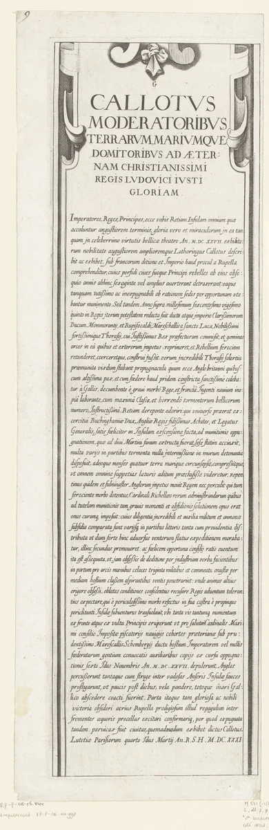 Beleg van Saint Martin op het Île de Ré, juli-november 1627 (tekst, deel rechtsboven) by anonymous, print, 1629-1631