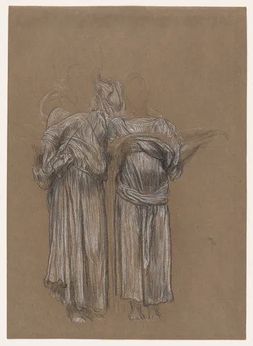 Study of three standing draped female figures, for "Music" by Frederic Leighton, drawing, 1878-1888