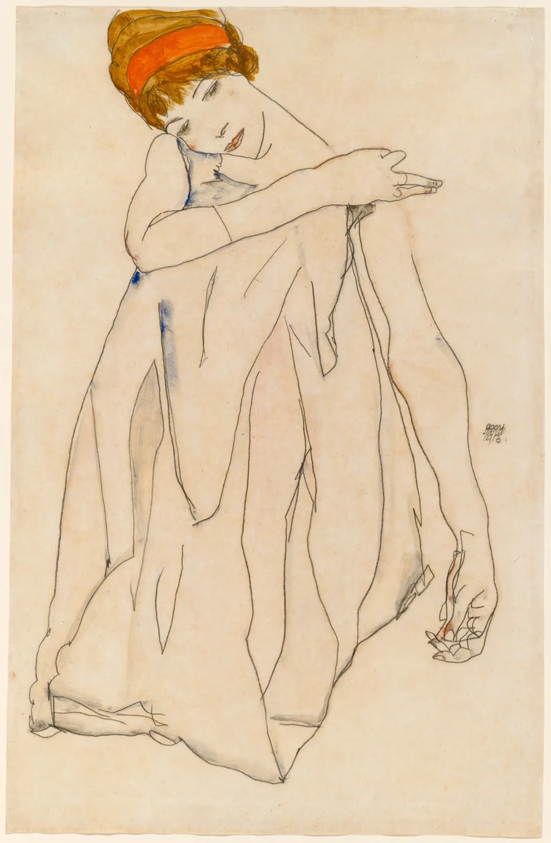 Dancer (Die Tänzerin) by Egon Schiele, drawing, 1913