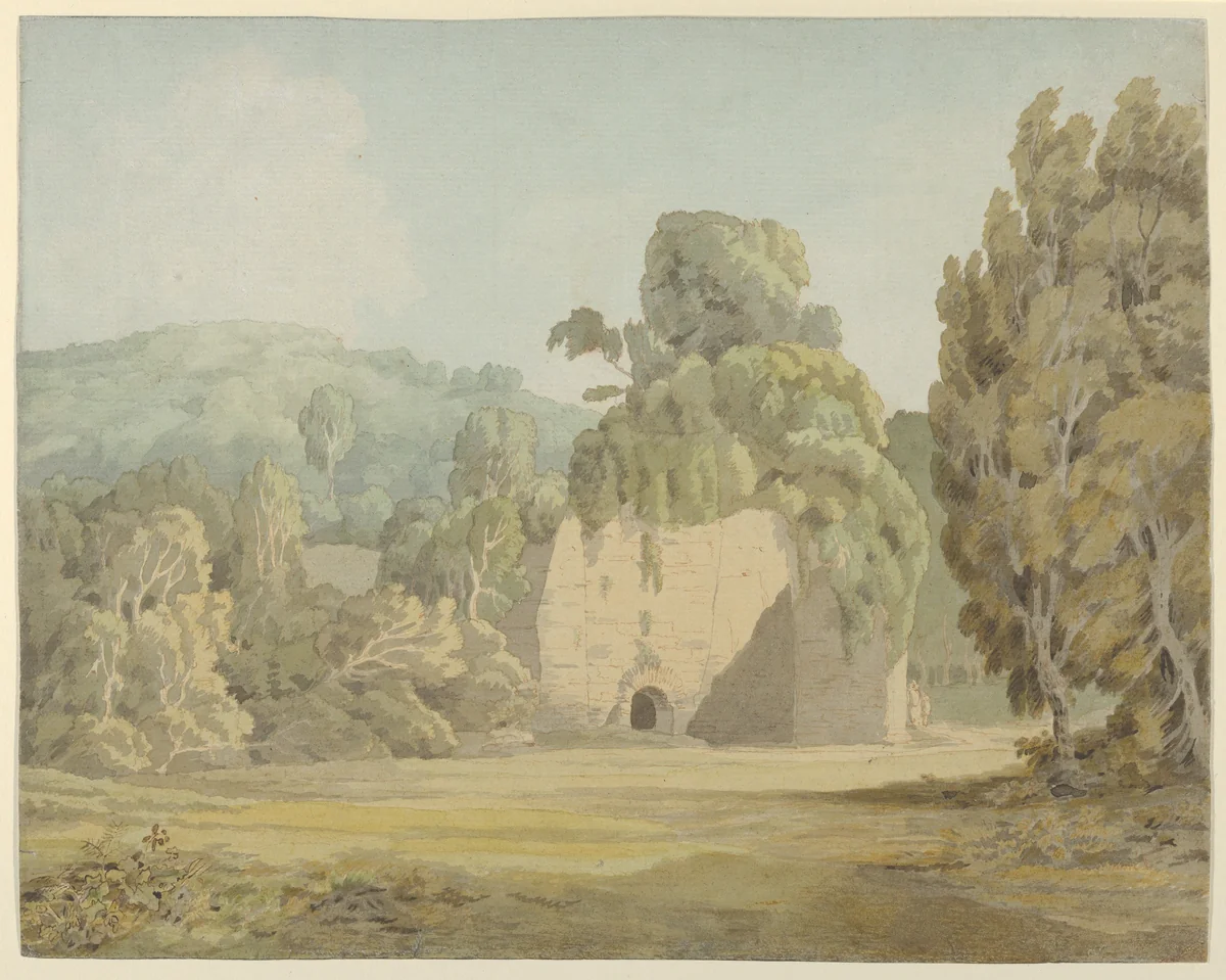 An ivy covered ruin by Francis Towne, drawing, 1785-1795
