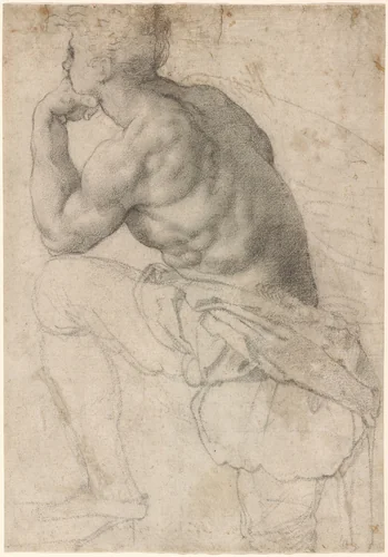 A Pearl Diver by Alessandro Allori, drawing, 1570