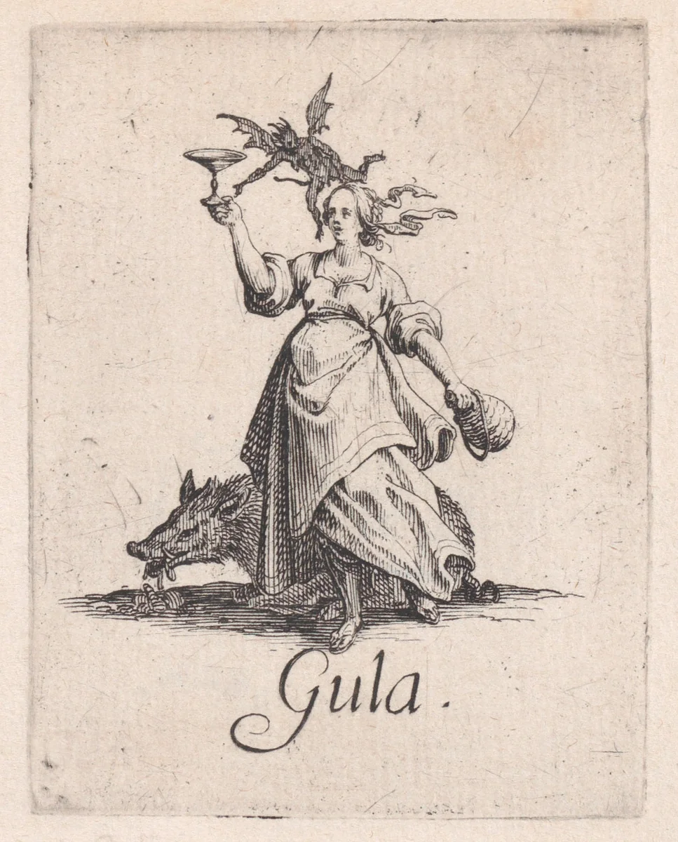 La Gourmandise (Gluttony), from "Les Péchées Capitaux" (The Deadly Sins) by Jacques Callot, print, 1615-1625