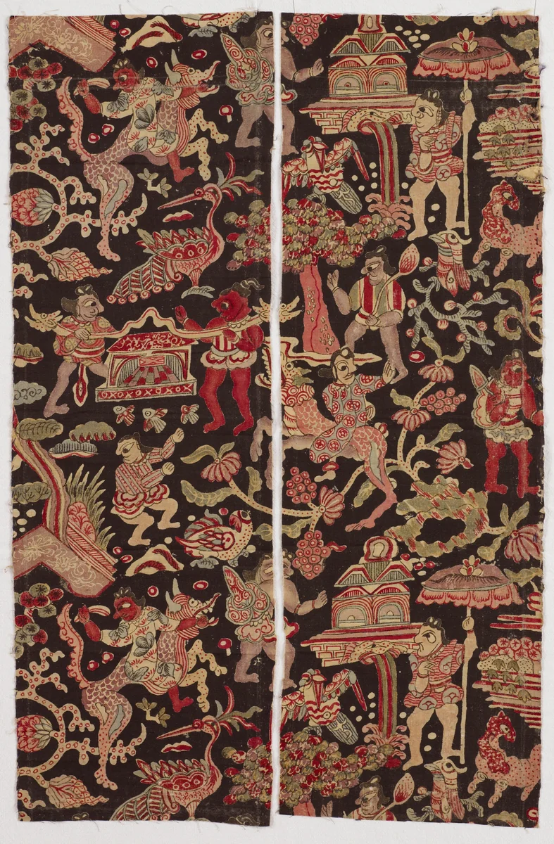 Two Fragments by India, textile, 1675-1725