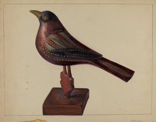 Pa. German Robin Figurine by Mina Lowry, index of american design, 1937