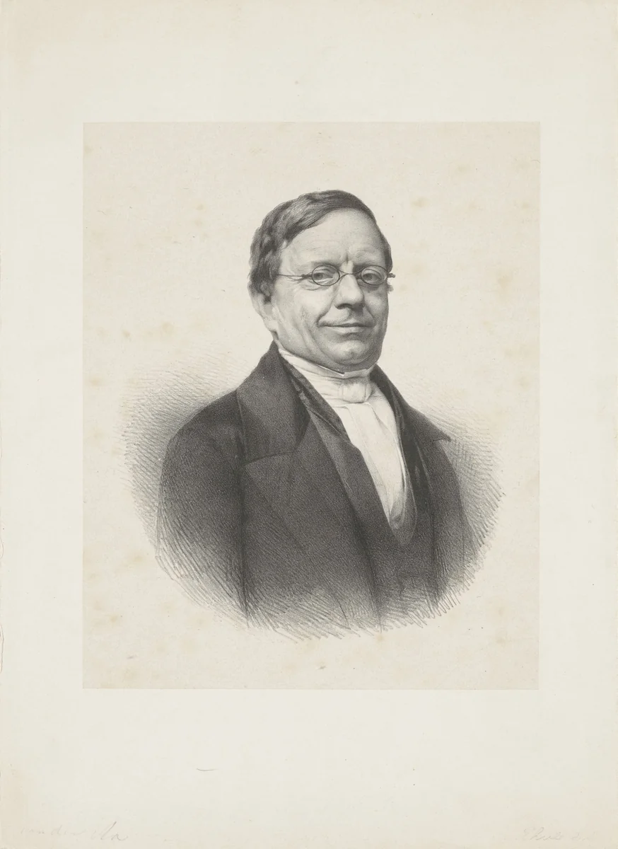 Portret van Abraham Jacob van der Aa by Adrianus Johannes Ehnle, print, 1829-1863