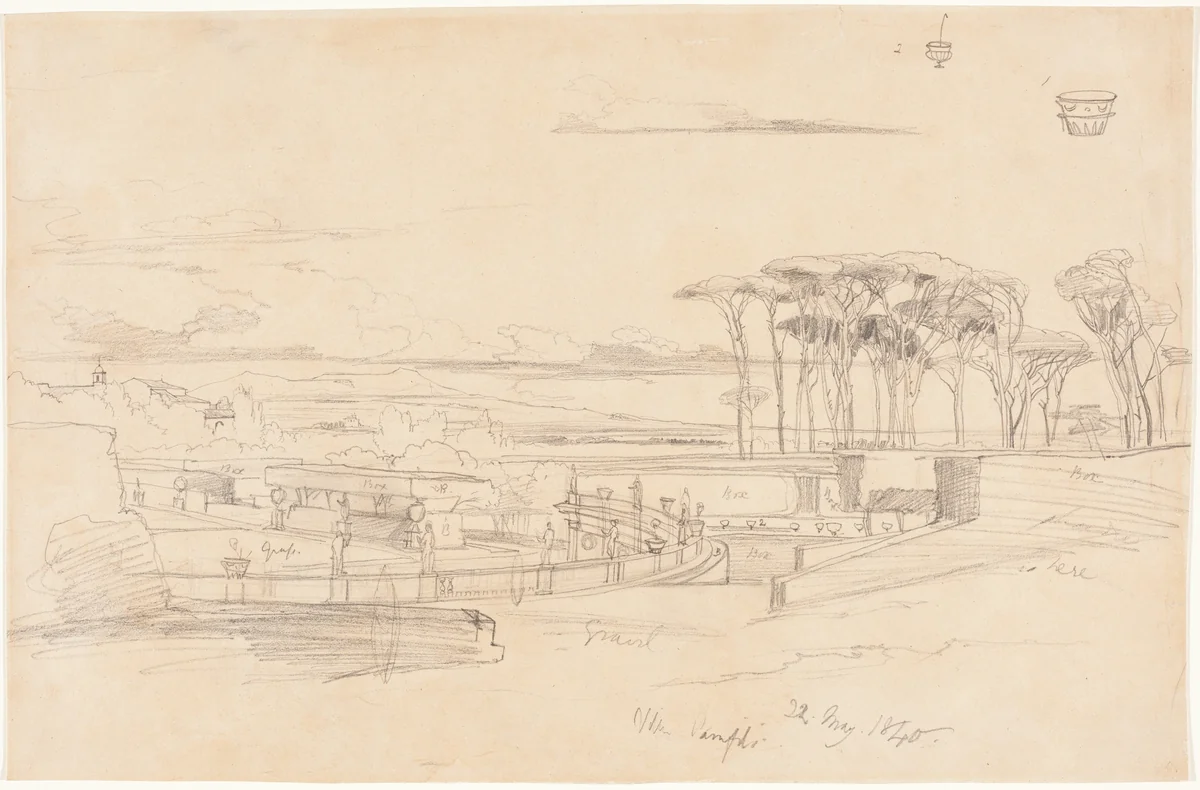 Villa Pamphili by Edward Lear, drawing, 1840
