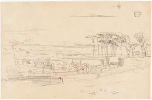 Villa Pamphili by Edward Lear, drawing, 1840