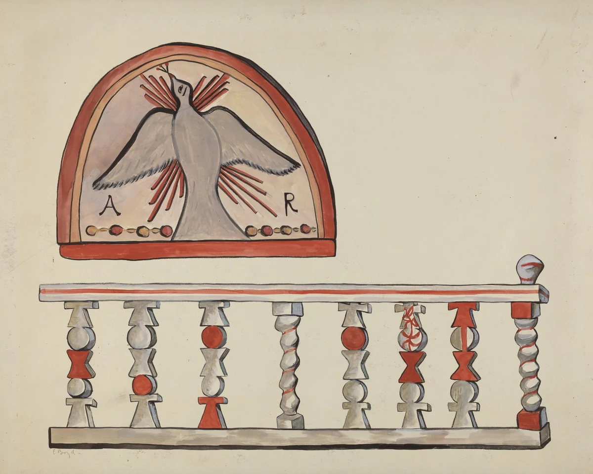 Lunette from Altar-Church at Llano Quemado Altar Rail-Church at Sanctuario, Chimayo by E. Boyd, index of american design, 1935-1942