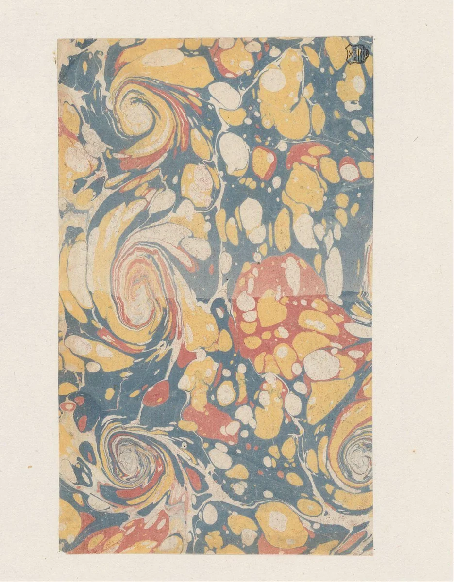 Spiraalmarmer in blauw, rood en geel by anonymous, other, 1700-1850
