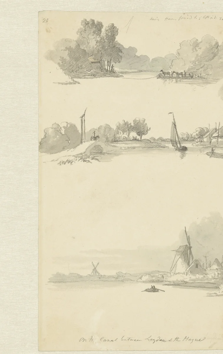 Drie landschappen by Robert Hills, drawing, 1811-1816