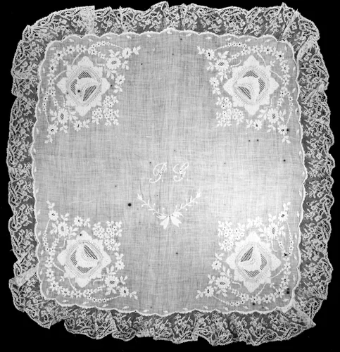 Handkerchief by Probably France, textile, 1850-1875