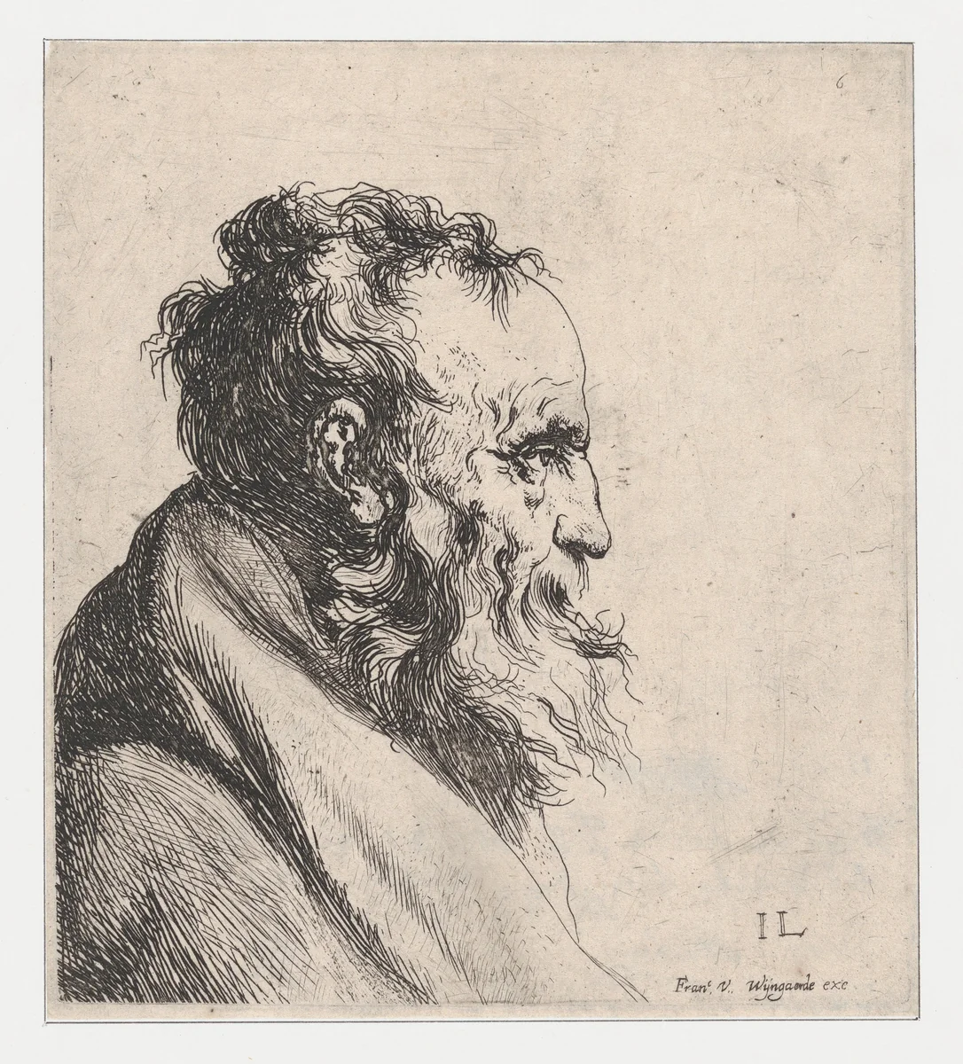 Bust of an Old Man by Jan Lievens, print, 1620-1674