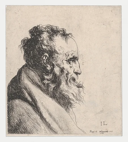 Bust of an Old Man by Jan Lievens, print, 1620-1674