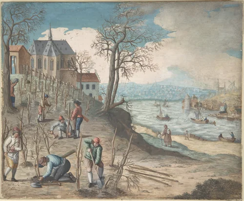 Planting Trees by anonymous, drawing, 1700-1800
