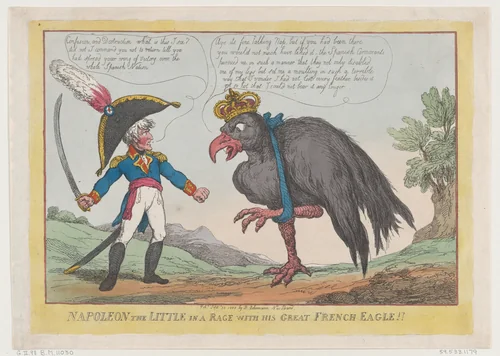 Napoleon The Little in a Rage with His Great French Eagle!! by Thomas Rowlandson, print, 1808