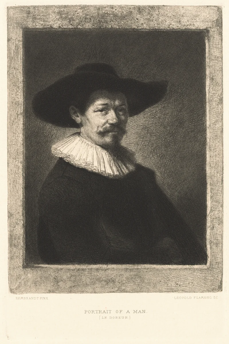 Portrait of a Man (Le Doreur) by Rembrandt van Rijn, print, 1885