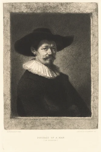 Portrait of a Man (Le Doreur) by Rembrandt van Rijn, print, 1885
