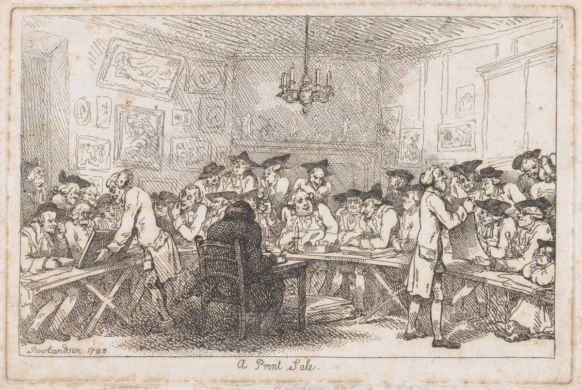 A Print Sale – A Night Auction by Thomas Rowlandson, print, 1788
